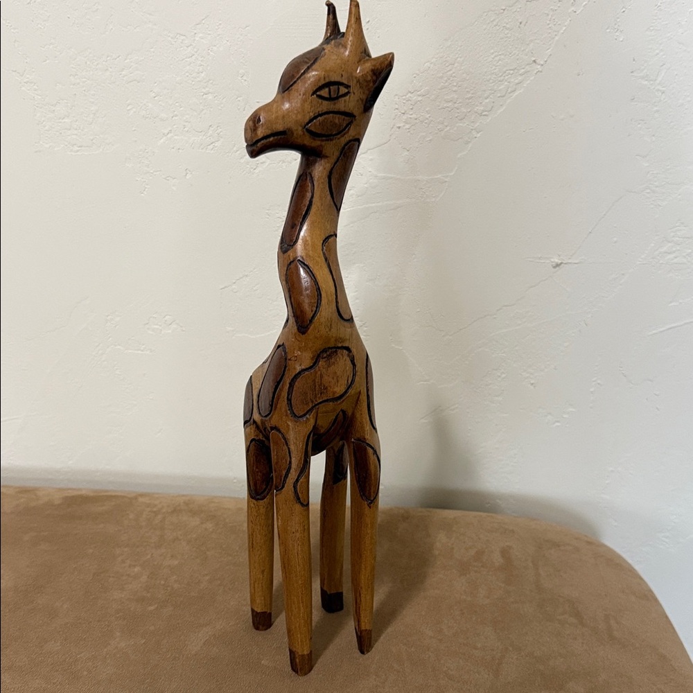 Handcrafted Wooden Giraffe Sculpture